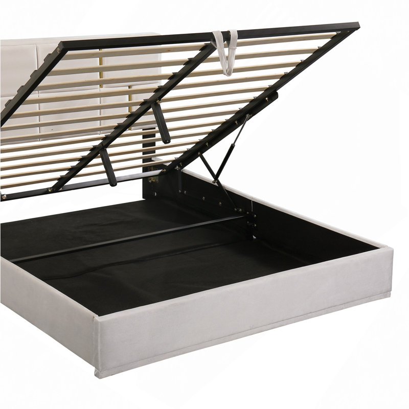 Modern Bed, Upholstered Platform Bed With Hydraulic Storage System,No Box Spring Needed