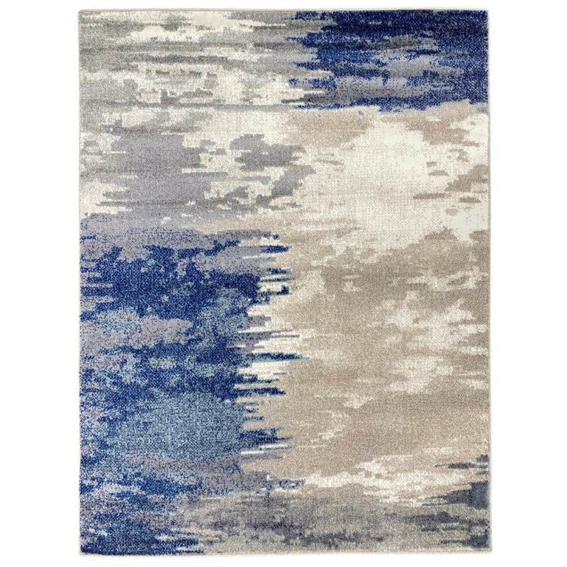 Tapis moderne à motif abstrait bord de mer, Rectangulaire 8 pi x 10 pi