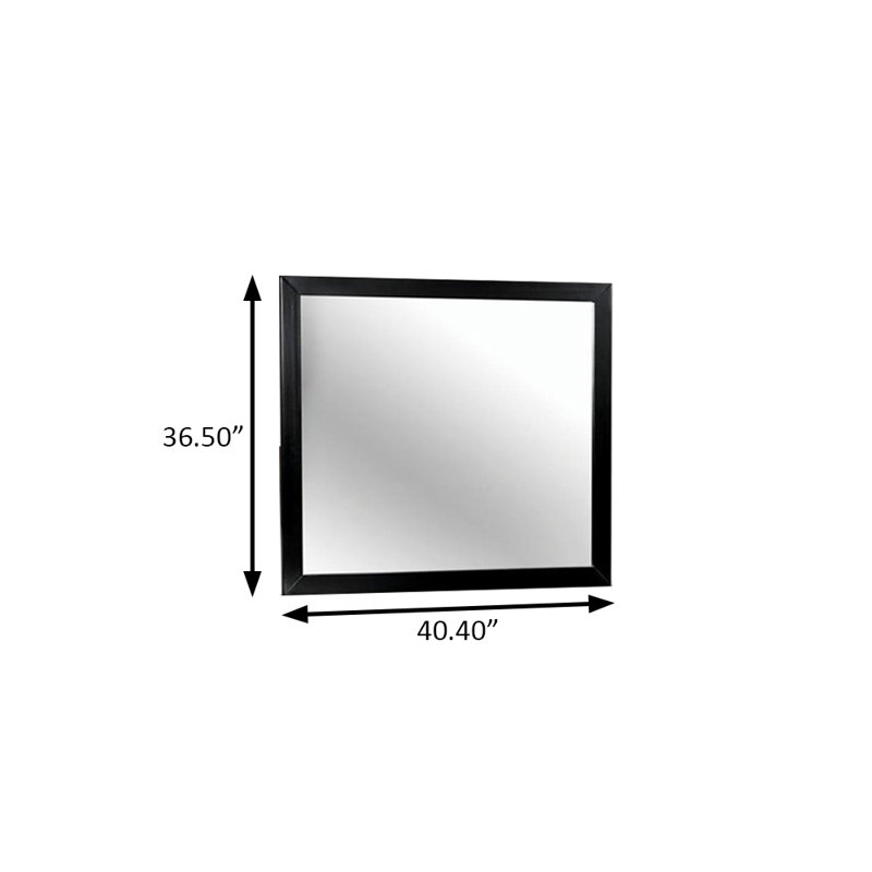 Miroir 40,5 po Mid-Century, Noir