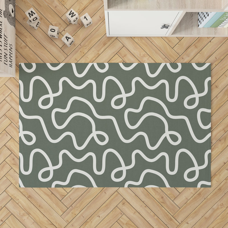Squig Kids Play Mat, Rectangle 60" x 84", Chimichurri/Green