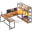 Bureau d'ordinateur 63 po réversible avec prise de courant DEL et tablettes de rangement-108993919