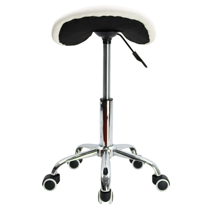 Adjustable Height Ergonomic Lab Stool with Wheels, White