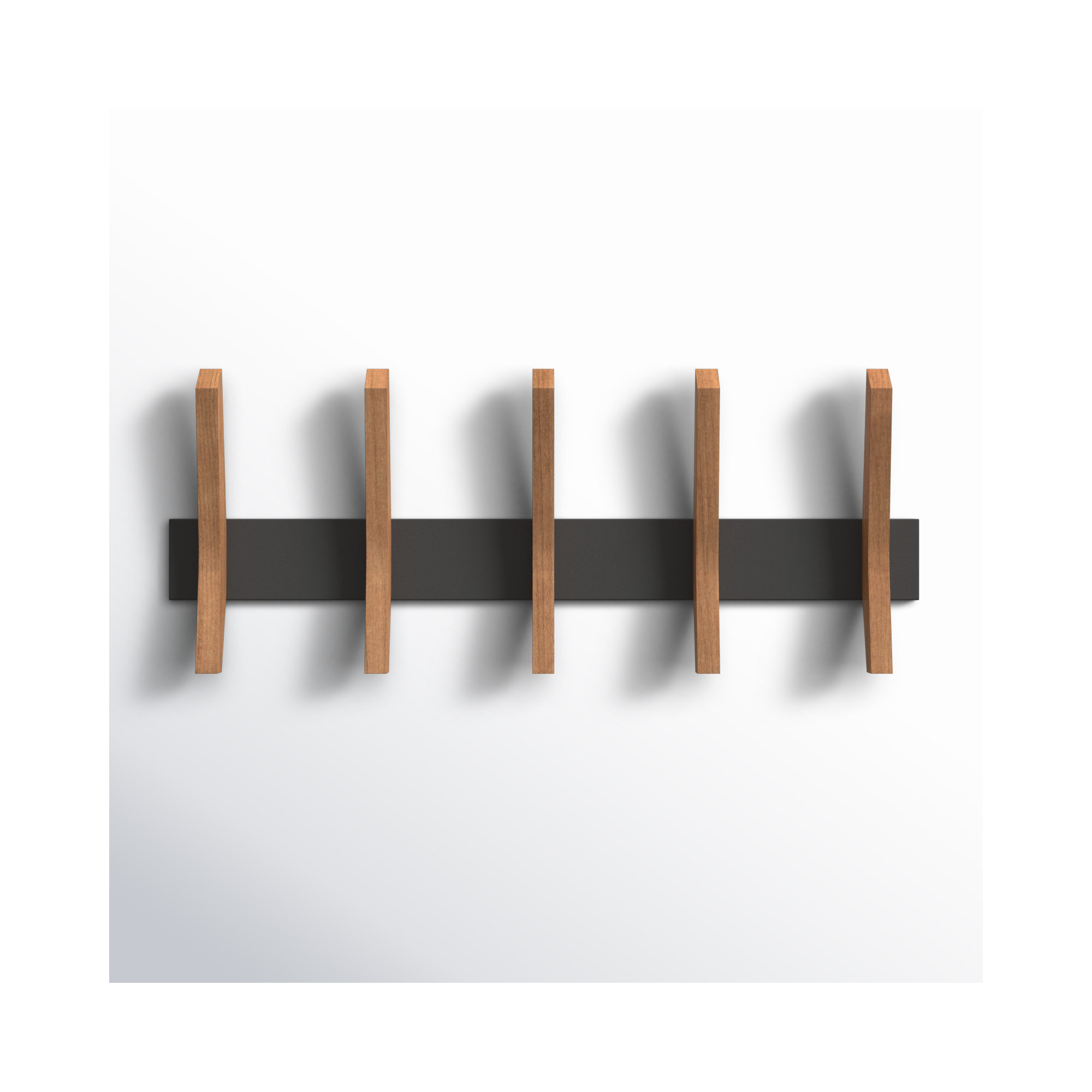 Sifford 5 - Hook Solid Wood Coat Rack, Black/Walnut