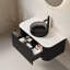 Meuble-lavabo moderne avec lavabo en verre, design noir spacieux