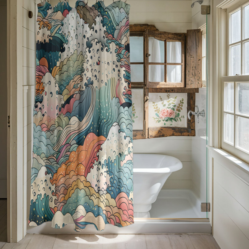 Water Swells - Rideau de douche Premium, H 74 po x l 71 po