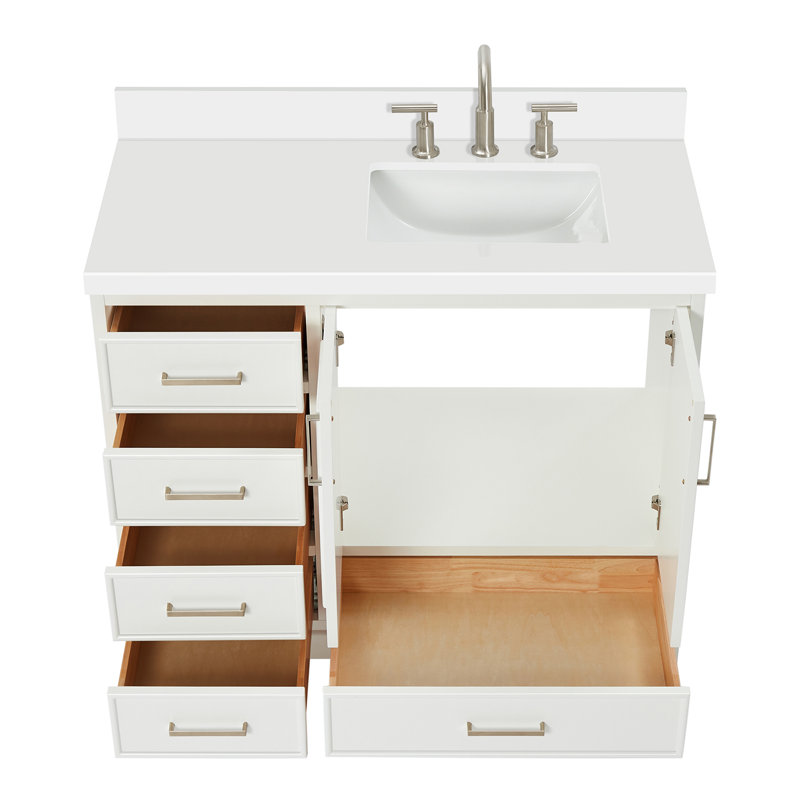 Ensemble de meuble-lavabo simple 43 po avec plateau Abshire, Blanc