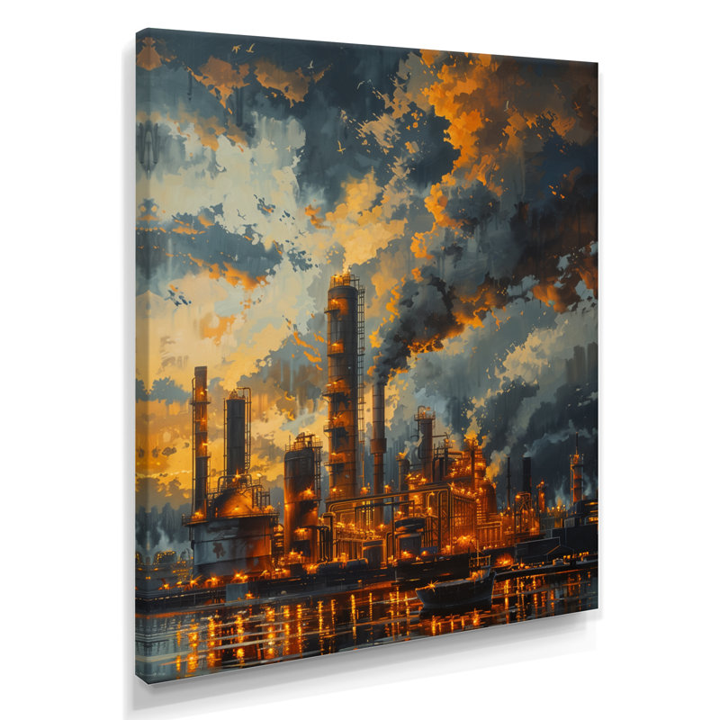 Salon d'art mural Kulsum - Factories, H 20 po x l 12 po x P 1 po, Toile tendue