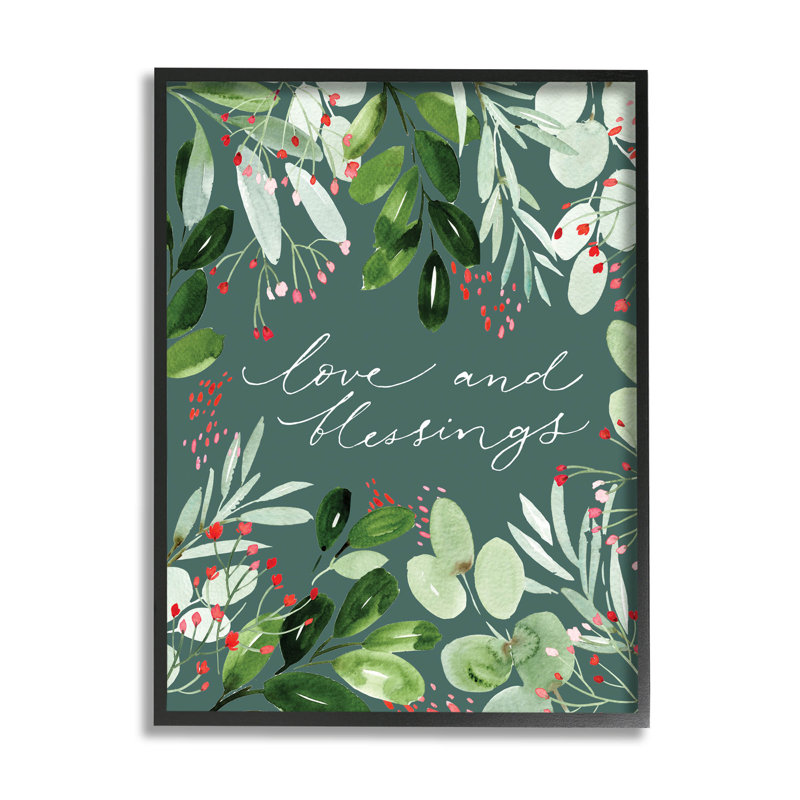«Love & Blessings Green at-162», Giclée encadrée noir minuit, H 14 po x l 11 po x P 1,5 po
