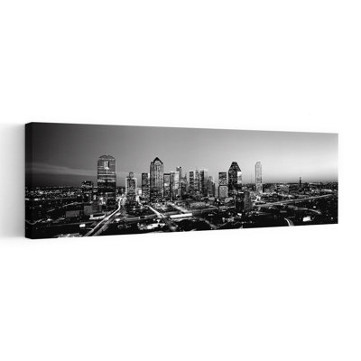 Night Dallas Texas USA by Mark Segal - Wrapped Canvas Panoramic Print
