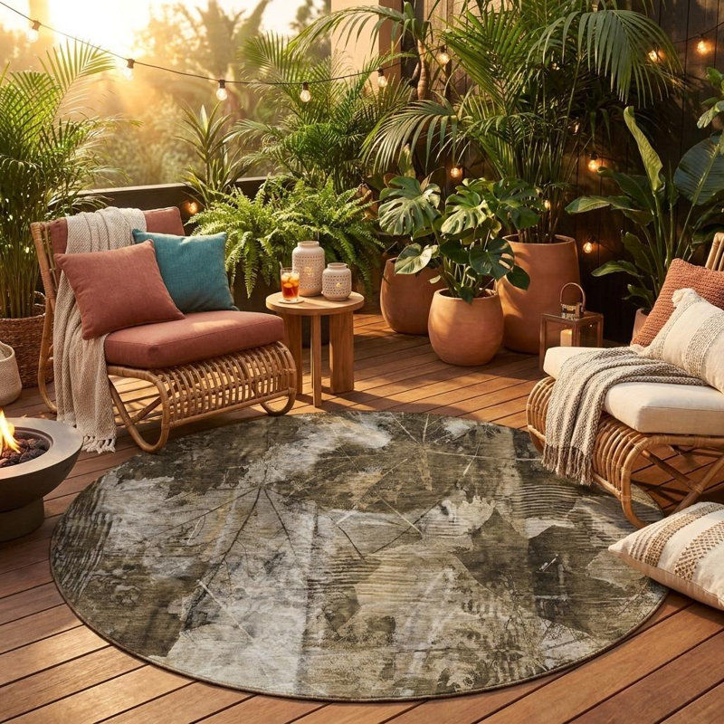 Tapis d'intérieur rond antidérapant rond 8 'Taupe