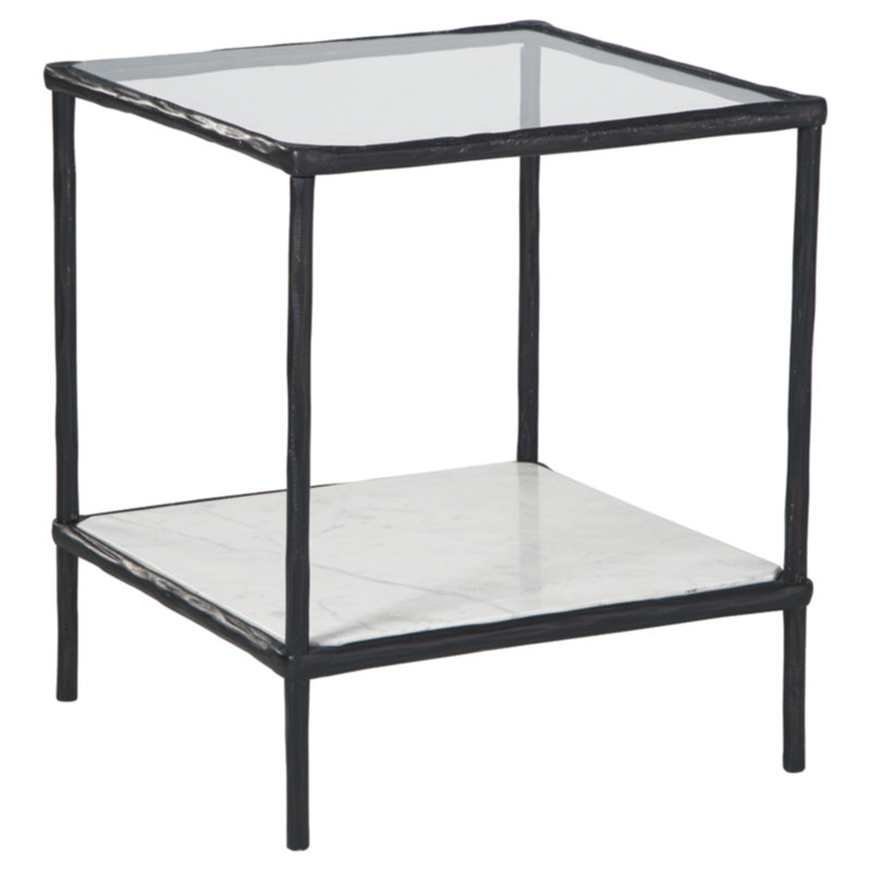 Glass Top End Table, Black