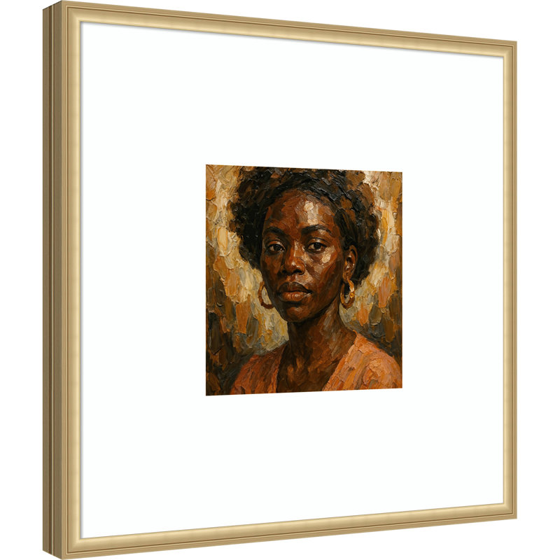 «Powerful African Woman Portrait» par Natalie Brunswick, reproduction d'art encadrée sur bois, 32 x 32, Or de Florence