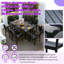 Ensemble repas d'extérieur Hdpe avec 6 chaises, trou pour parasol, imperméable et durable-129231555