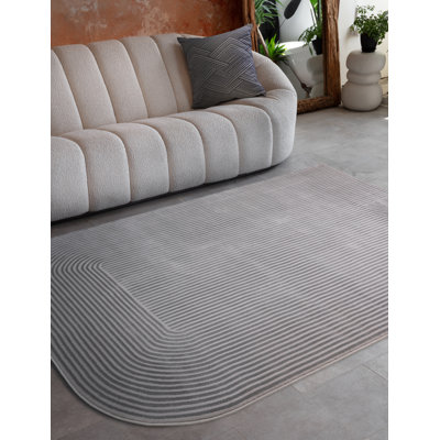 Anhuar Curve Grey/Silver Area Rug