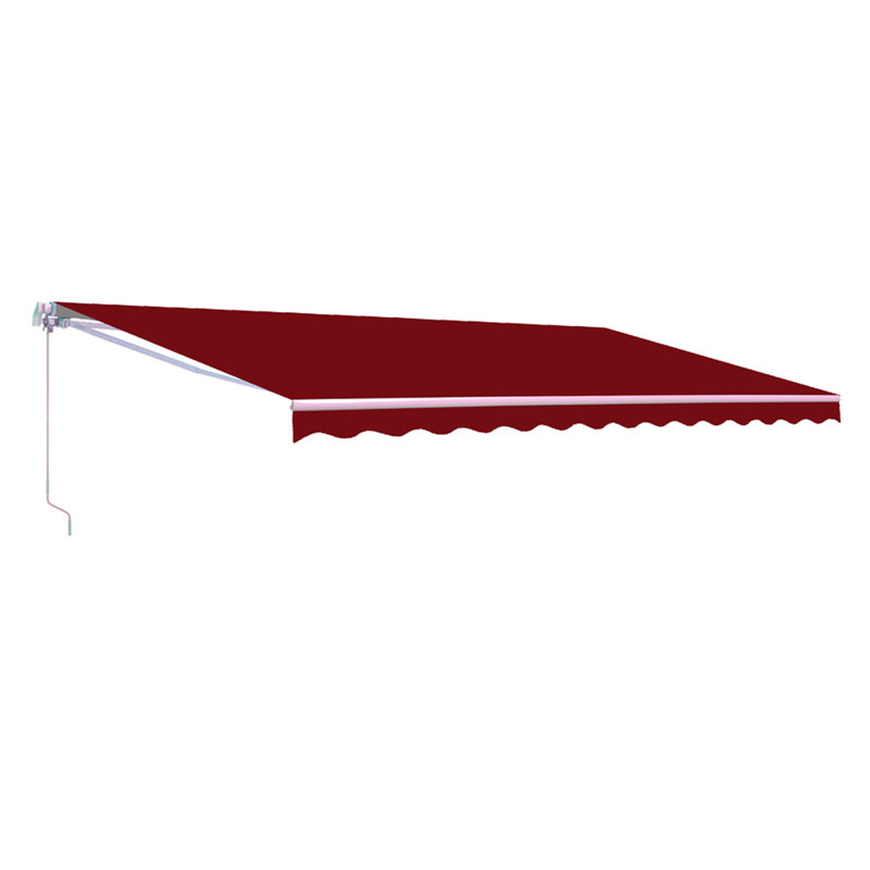 Retractable Patio Awning - White Frame, 12' W x 10' D, Silver Gray