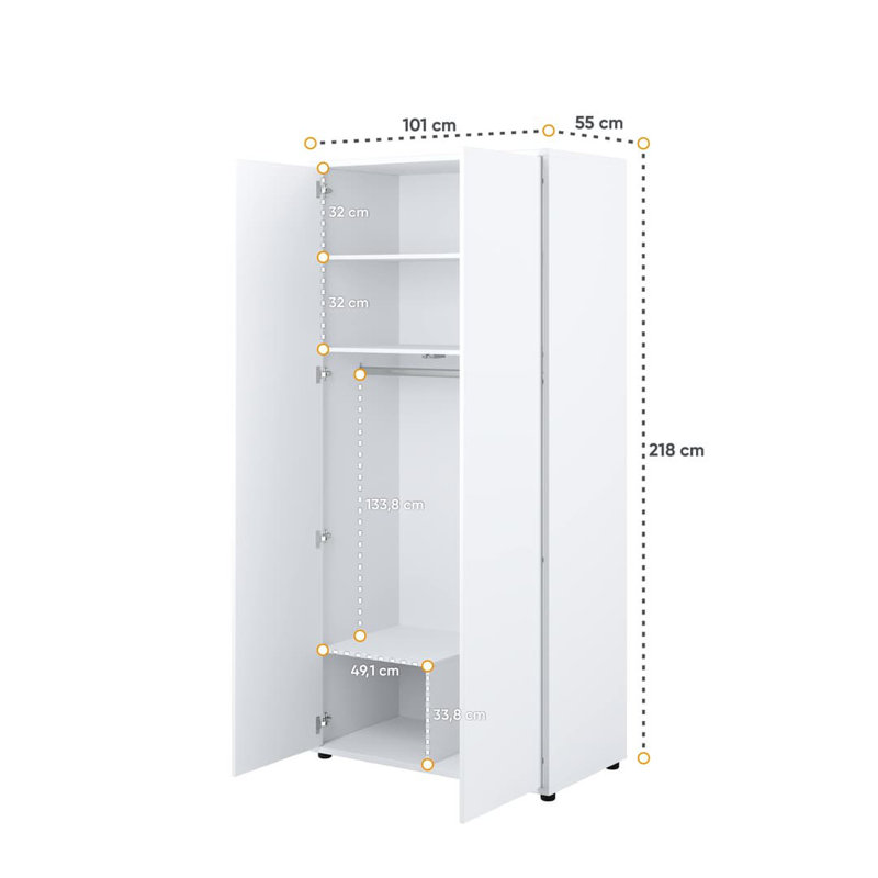 Alacia 2 Door Manufactured Wood Wardrobe, White Gloss