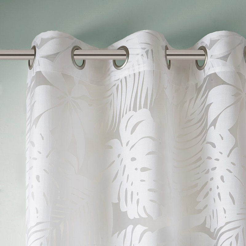 Voilage de fenêtre Palmier Burnout, L 50,08 po x L 95,11 po, Blanc