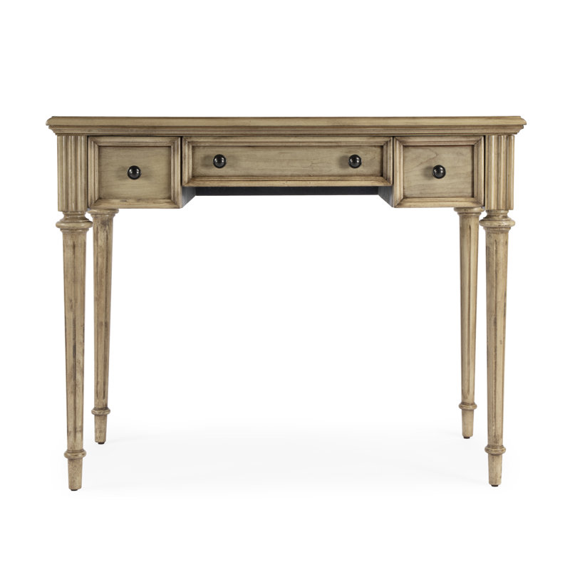 Edmund 38" Writing Desk with Storage, Antique Beige