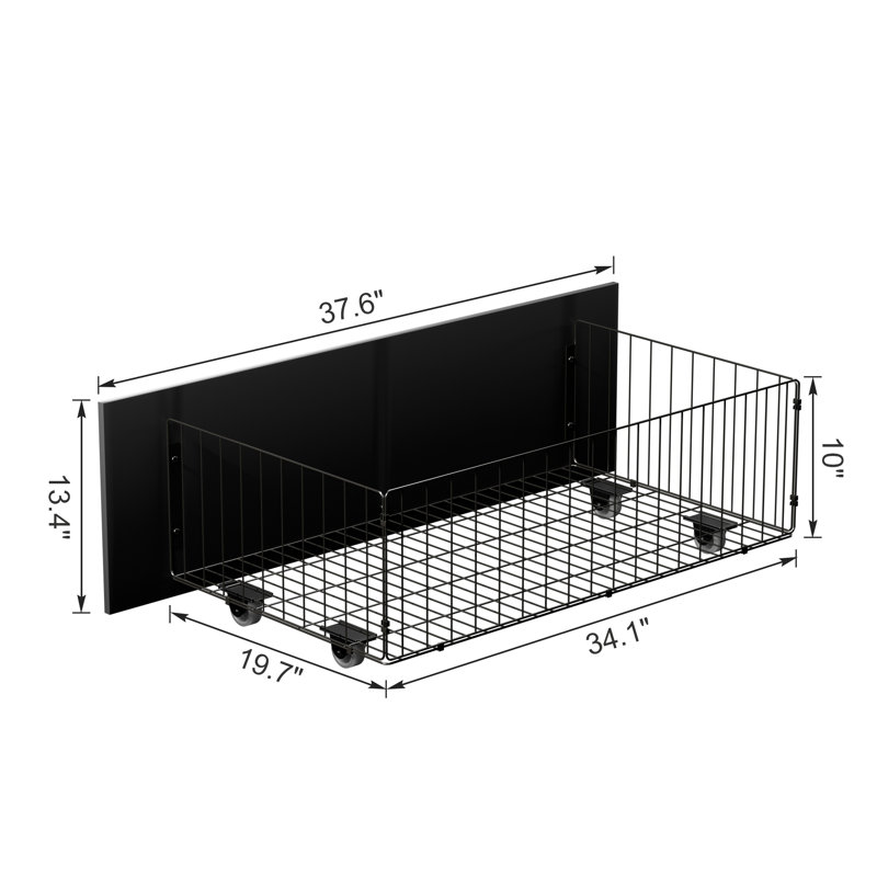  Underbed Storage Set, 13.4" H x 37.6" W x 19.7" D, Black