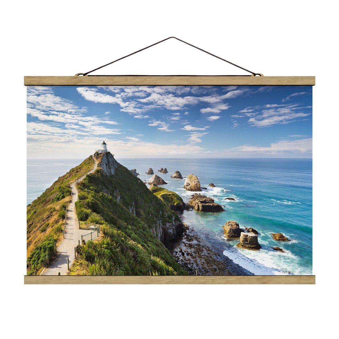 Stoffbild Mit Posterleisten - Nugget Point Leuchtturm Und Meer Neuseeland - Querformat 2:3