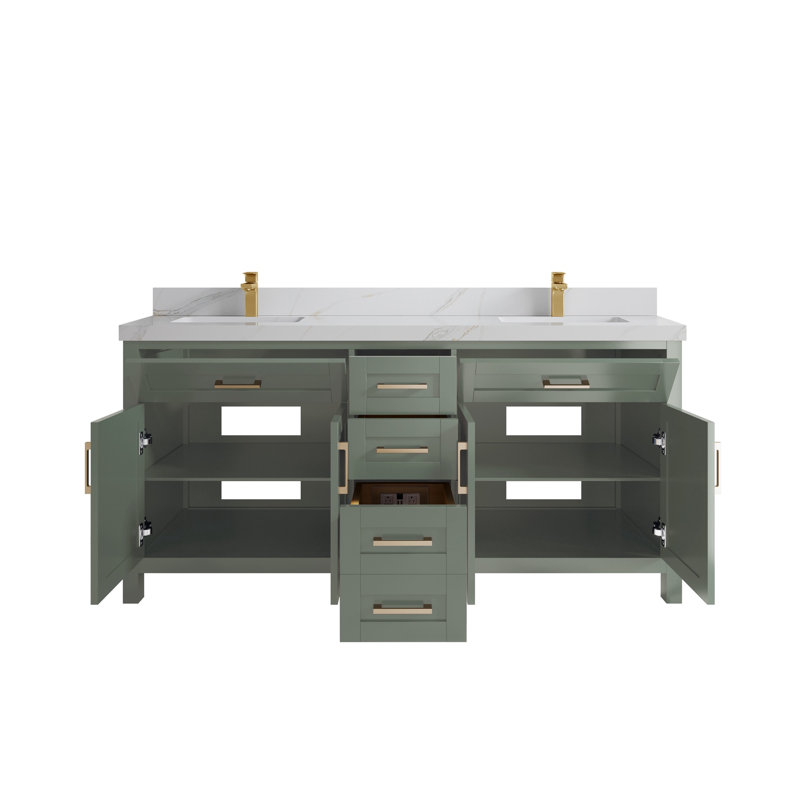 Cambridge 72'' Double Bathroom Vanity with Top, Calacatta Sienna