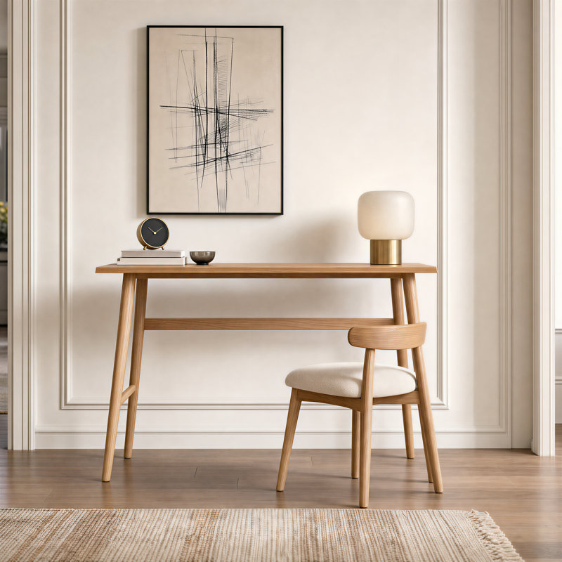 Bureau en chêne massif, bureau d'ordinateur moderne en bois pour bureau à domicile et espace de travail, L 43,31 po