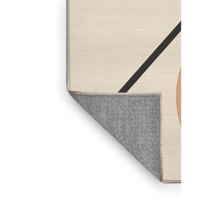 Tapis minimaliste beige lavable à la machine avec anneaux de gymnastique Aguilar, 7 x 10