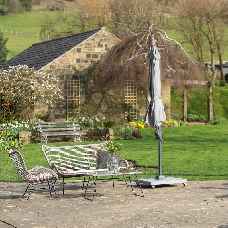 Aarne 300cm X 200cm Rectangular Cantilever Parasol, Light Grey
