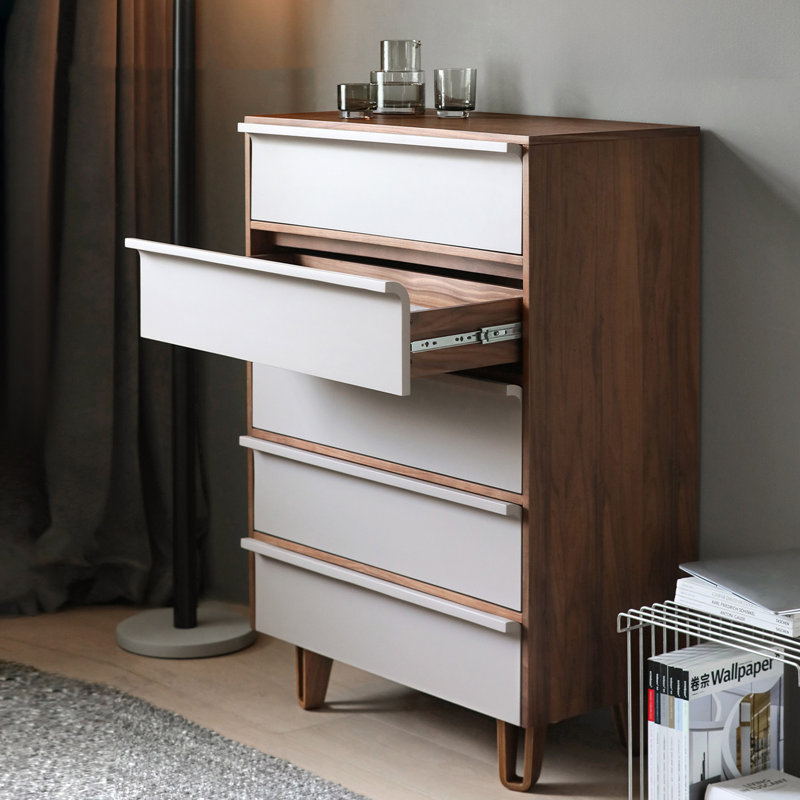 French Retro Style Accent Chest, Brun / Blanc