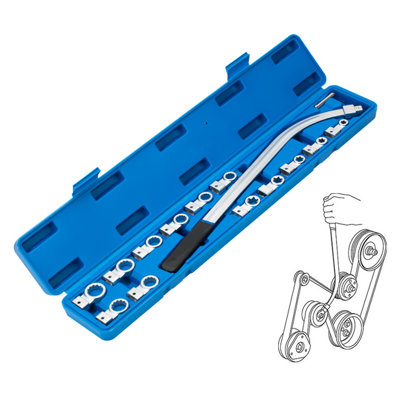 15PCS Universal Auxiliary Belt Tensioner Pulley Removal Tool Kit
