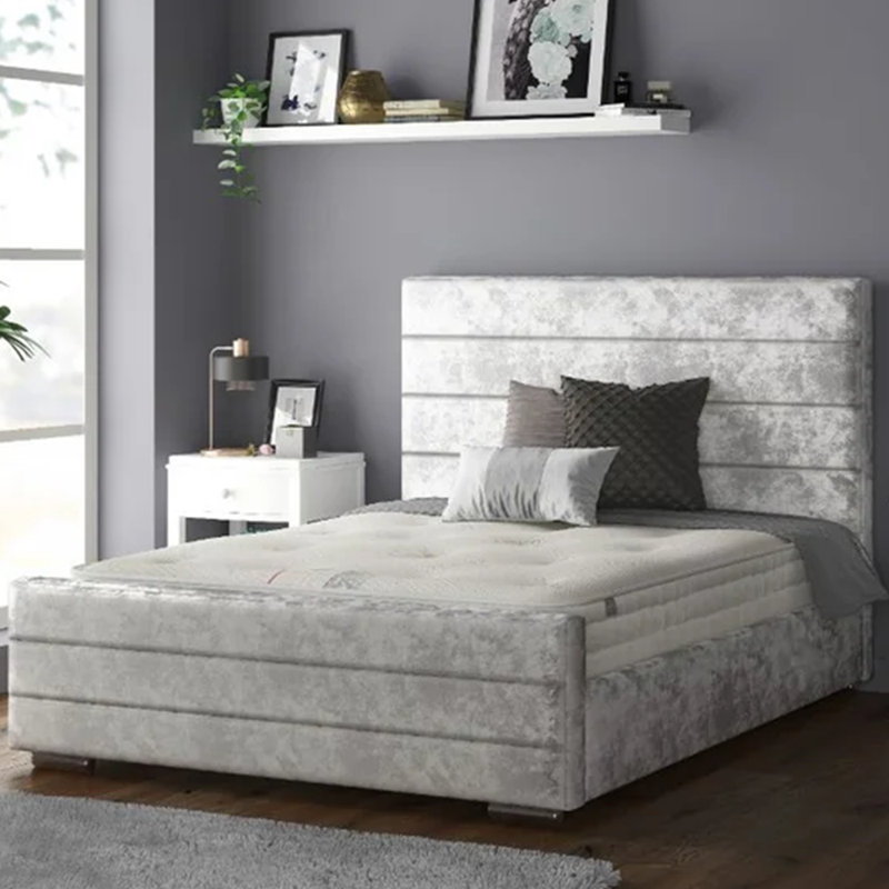 Desmarie Upholstered Bed, Double (4'6), Silver