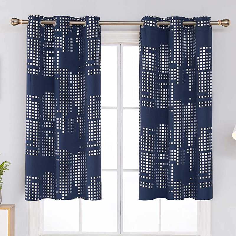 Carmacmoin Room Darkening Curtain Pair, Navy Blue, 38" W x 45" L
