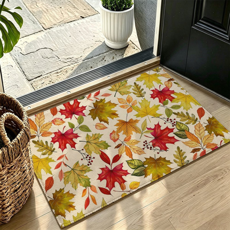 Tapis de cuisine antidérapant 120 x 80 cm, motif de feuilles d'érable colorées d'automne