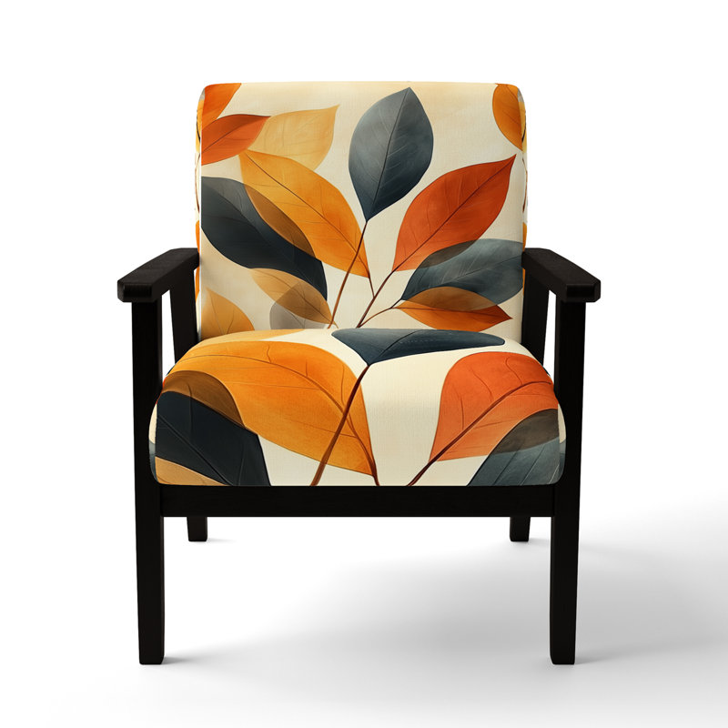 Chaise d'appoint Leaves - Fauteuil Ficus III Earth Tone, Black Square Arms