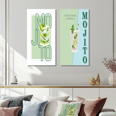 Mojito Traditional Cuban Punch II - Green Cocktail, ensemble de 2 décorations murales en métal