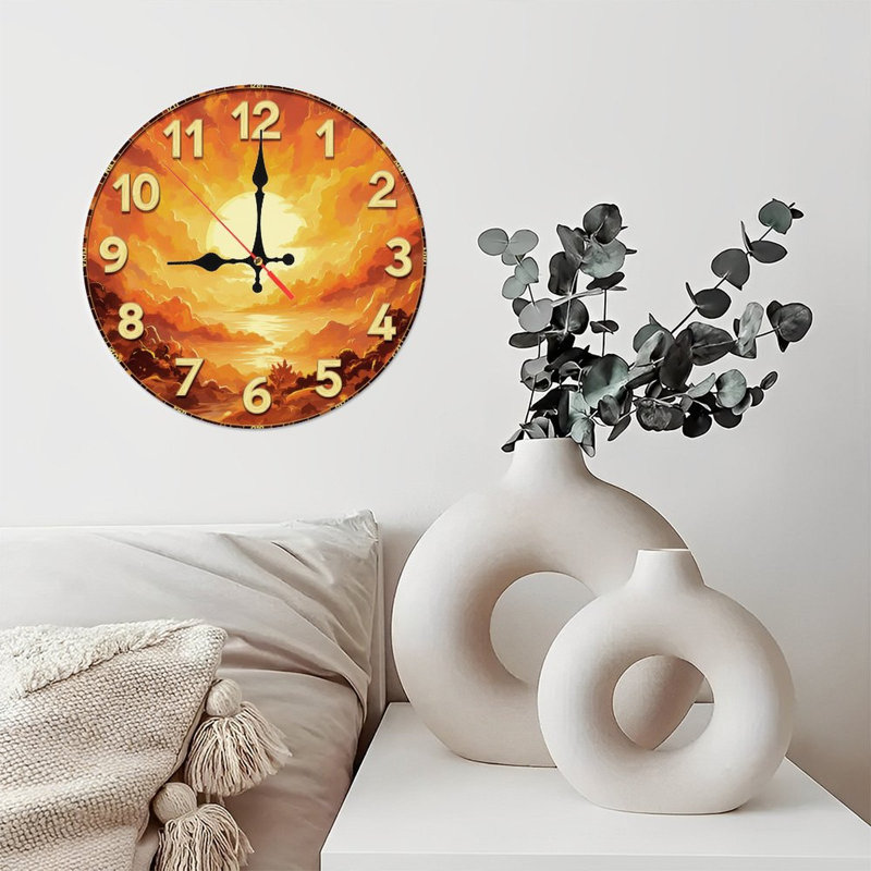 Horloge avec coucher de soleil