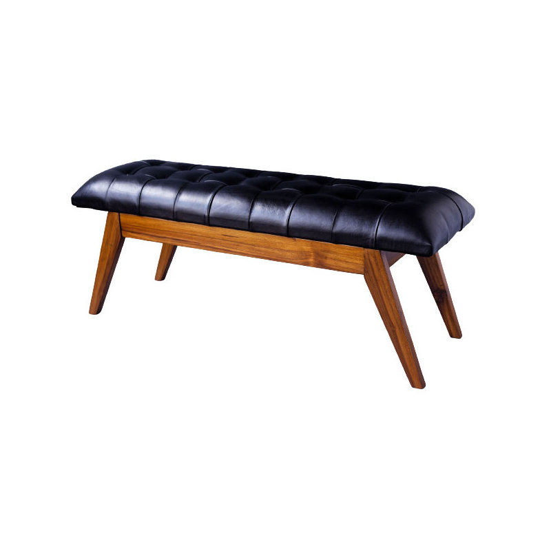 Banc de rangement rembourré en cuir Cathern