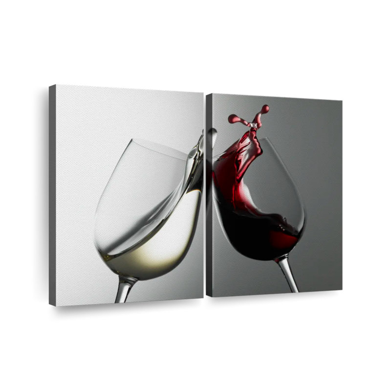 Blanc et vin rouge - Ensemble de 2 toiles tendues, H 30 po x l 41 po x P 1,25 po