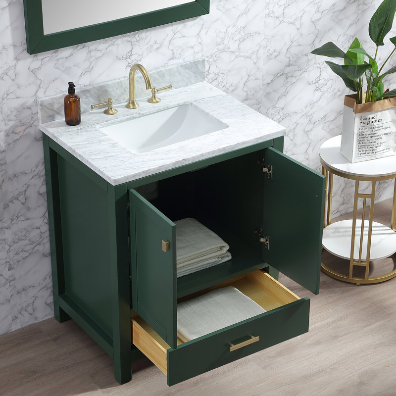 Meuble-lavabo simple 30 po avec comptoir Whitney, Vert, Or
