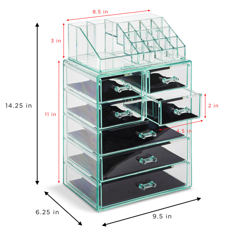 Étui de rangement pour organisateur de maquillage, Bleu sarcelle