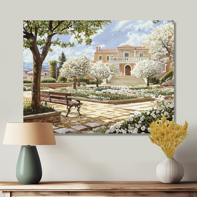 Serene Scenic Gardens In Italy II - Italie, impression d'art mural, H 24 po x l 32 po, Toile tendue, Ne s’applique pas