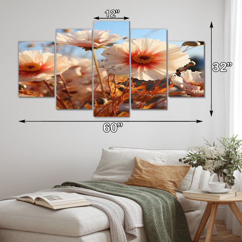 Magnifique champ de fleurs saisonnier - impression sur toile florale - 5 panneaux
