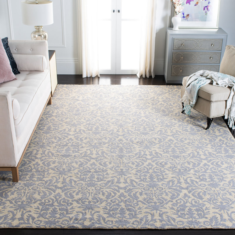 Tapis jaune / gris en laine touffeté à la main Brayton, Rectangle 3 pi 9 po x 5 pi 9 po