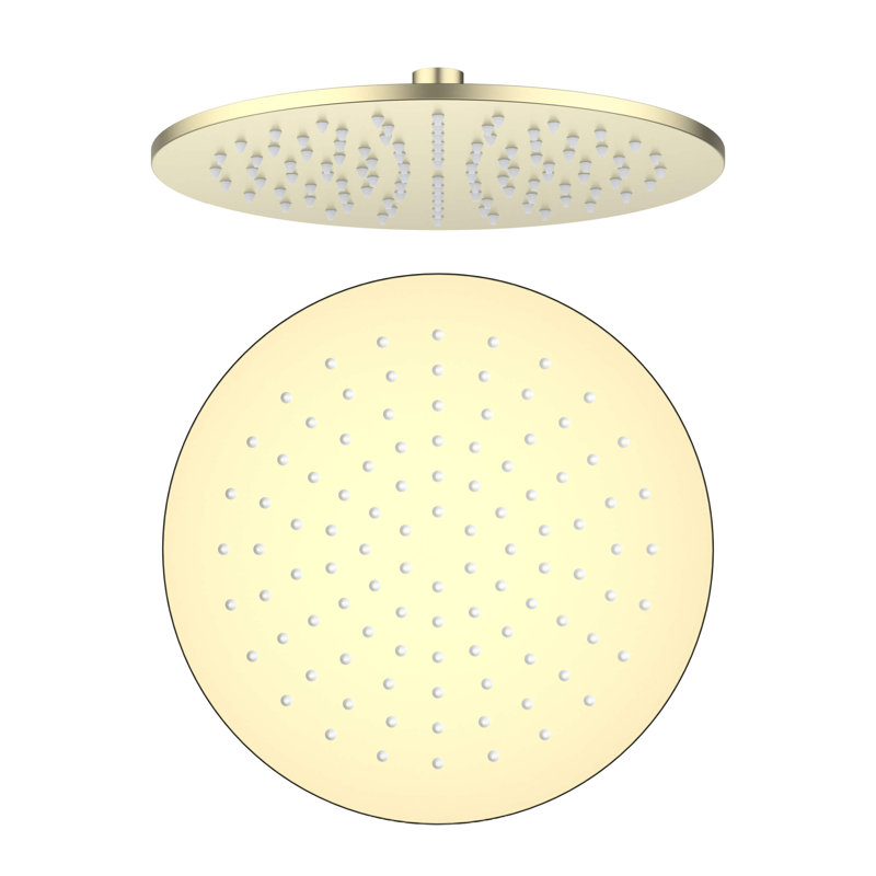 Pomme de douche circulaire à profil mince en métal 10 po 1,75 gallons par minute, Or brossé