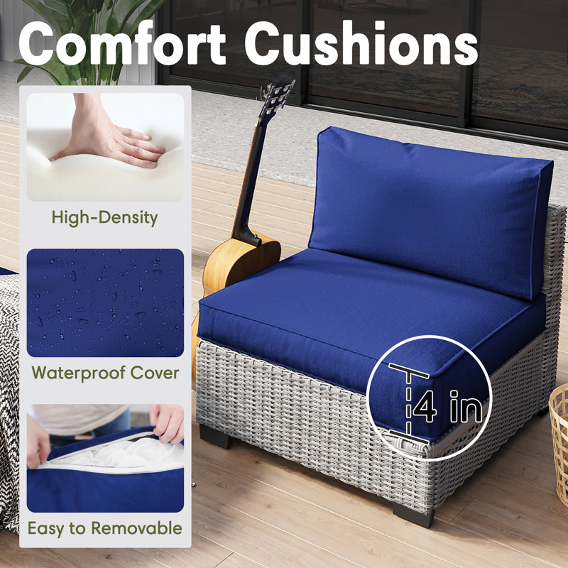 𝗣𝗿𝗲- 𝗮𝘀𝘀𝗲𝗺𝗯𝗹𝗲𝗱 𝗖𝗵𝗮𝗶𝗿𝘀, Rattan Patio Furniture Sets Outdoor Sectional Conversation Sofa With Thick Cushions For Seating