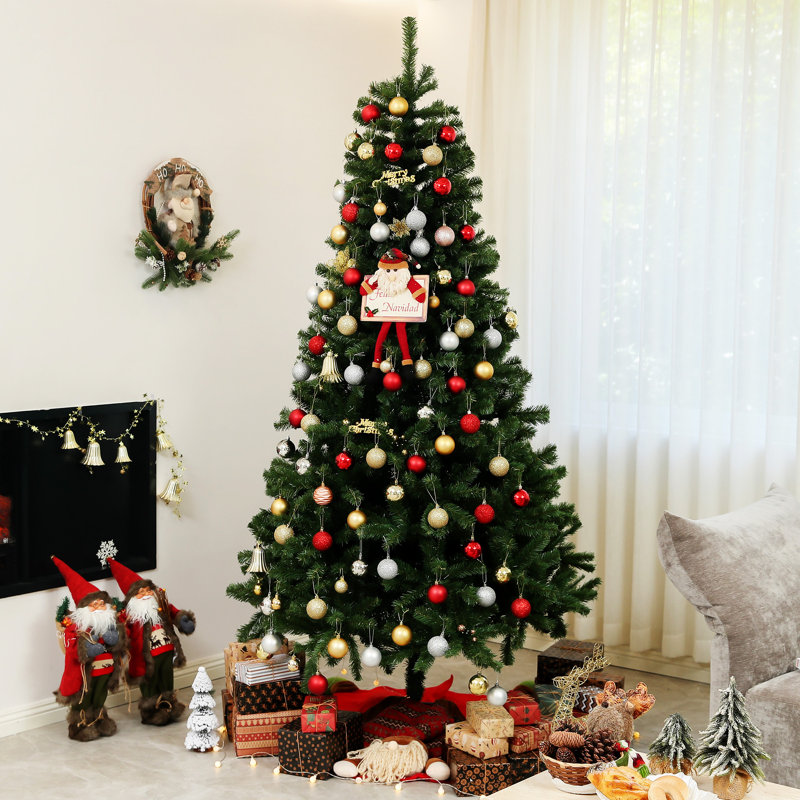 Arbre de Noël artificiel, arbre de Noël avec 1000 pointes de branches, ouverture automatique, décoration des Fêtes avec base en acier pour le bureau à domicile,