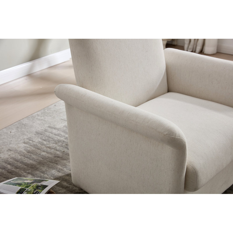 Swivel Accent Chair Modern Barrel Armchair With Wood Base For Bedroom Reading Waiting Living Room, Cream