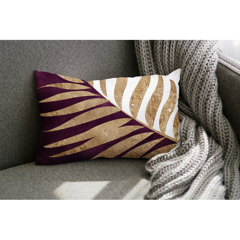 Coussin lombaire intérieur / extérieur Pom Fern, Mauve / doré / blanc