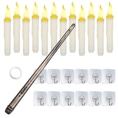Ensemble de 12 bougies flottantes DEL avec télécommande baguette magique, lumière vacillante, guirlandes lumineuses à suspendre pour l'Halloween
