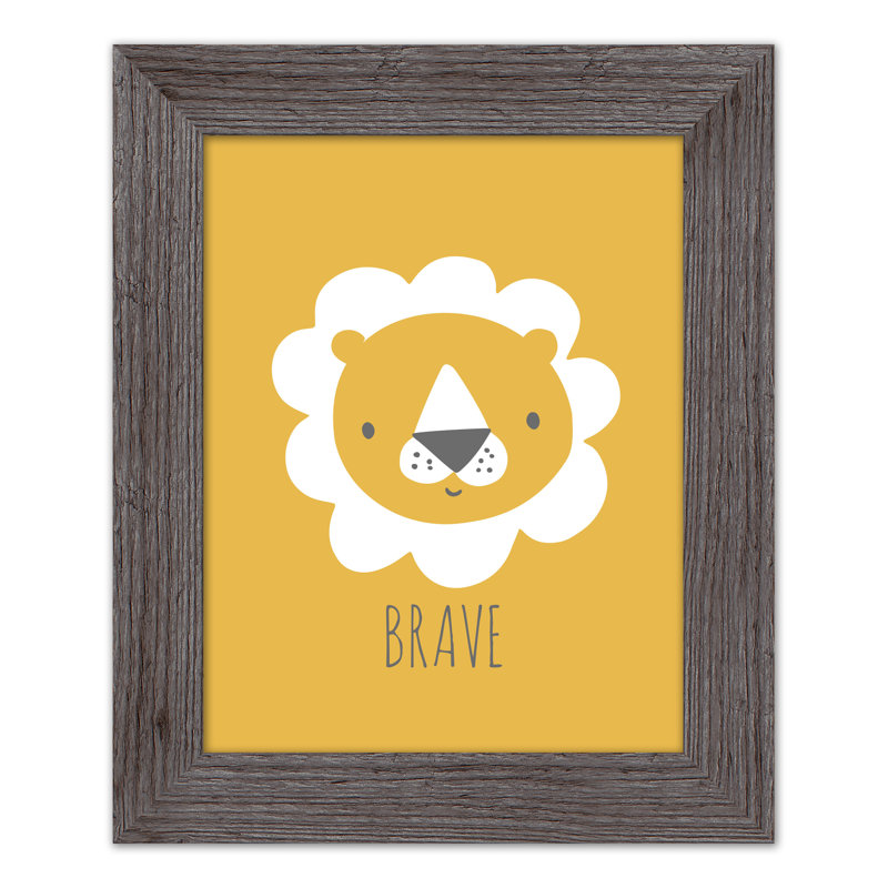 Art encadré courageux, H 14 po x l 11 po x P 0,75 po, Cadre gris